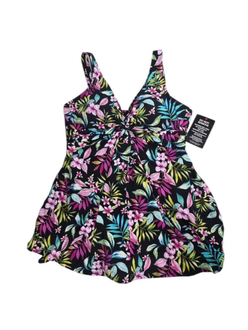 Swimsuits For All Twist Front Floral Swim Dress, Vacation, Resortwear, Cruise,16